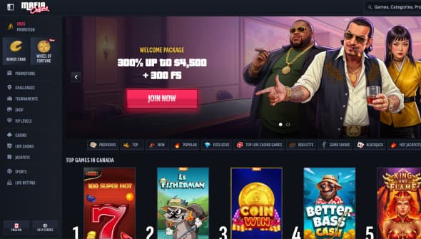 Mafia Casino homepage