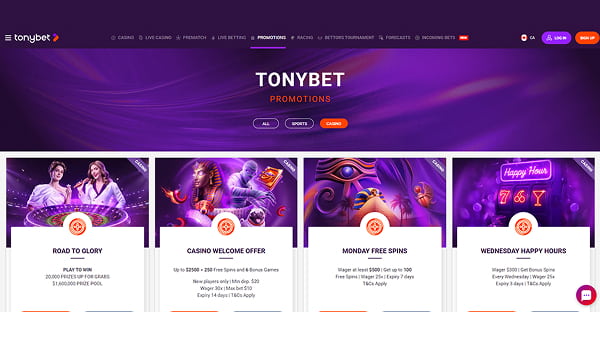 Tonybet welcome offers