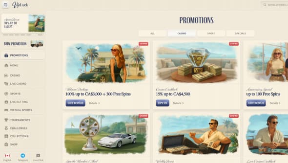 VipLuck casino promotions